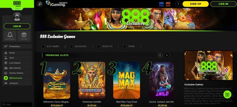 888Casino Exclusive Games