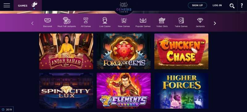 Genesis Casino Games