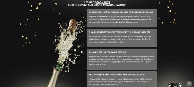 Grand Mondial Casino Winners