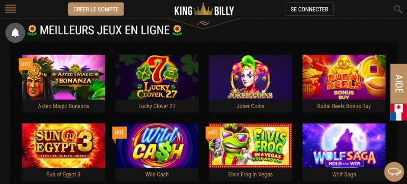 King Billy Casino Games