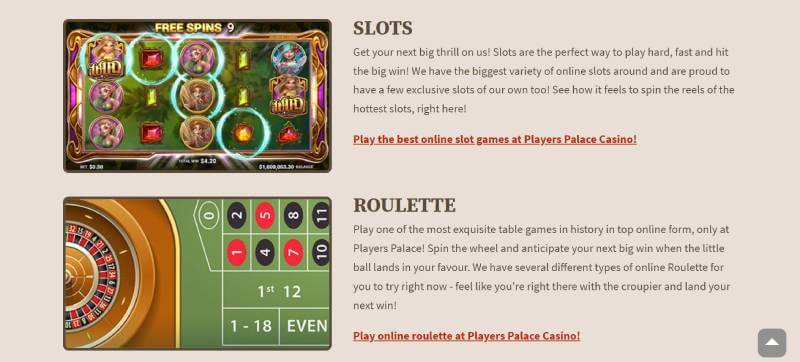 Players Palace Casino Games